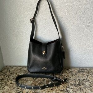 Coach Hadley Black Pebbled Leather Convertible Crossbody